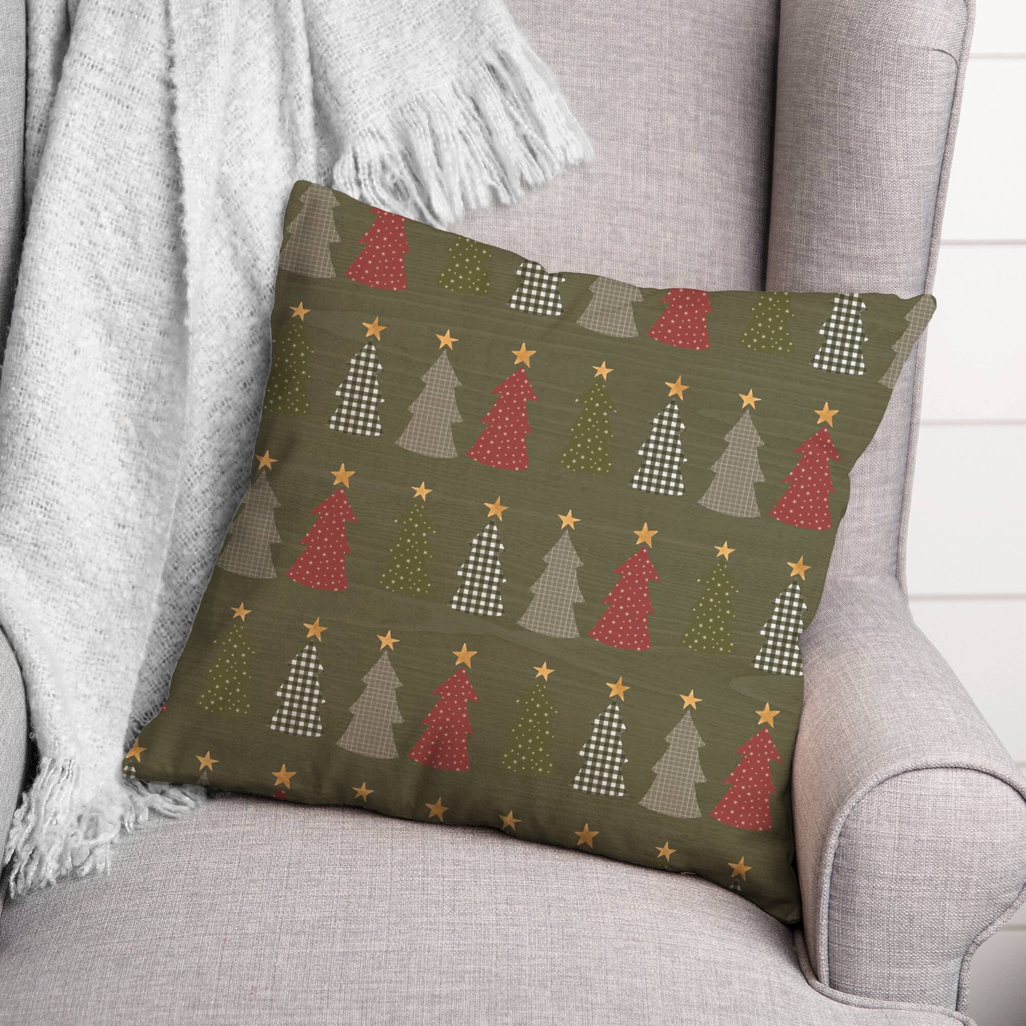 Green Tree Pattern Throw Pillow